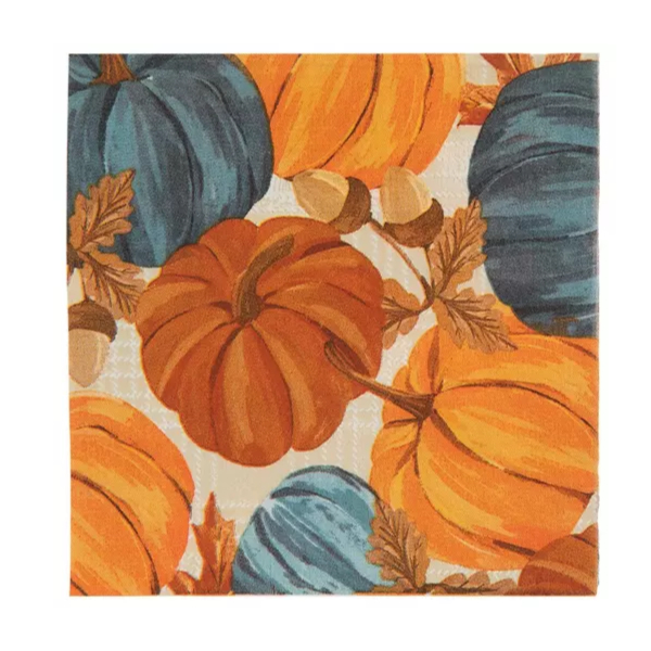 Thanksgiving acorn and pumpkin dinner napkins orange brown hues