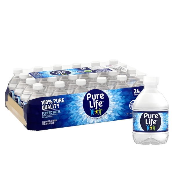 Case of Pure Life water bottles small