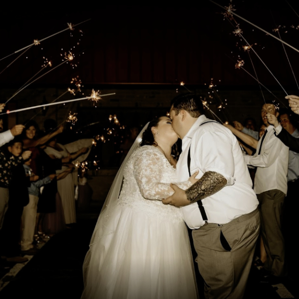 Outdoor Walk down the Aisle with Sparklers